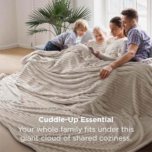 Bedsure Extra Soft Large Fleece Blanket for Bed Beige 120"x120" - color: Beige, size: Large