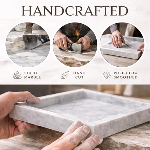 Natural White Marble Tray, 12" x 8", Rectangular - color: White, size: 8" x 12" x 1.5"