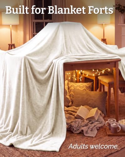 Fleece Blanket Oversized King - Ultra-Soft Flannel Fleece Blanket - Cream - color: 01 - Cream, size: Oversized King (120" x 120")