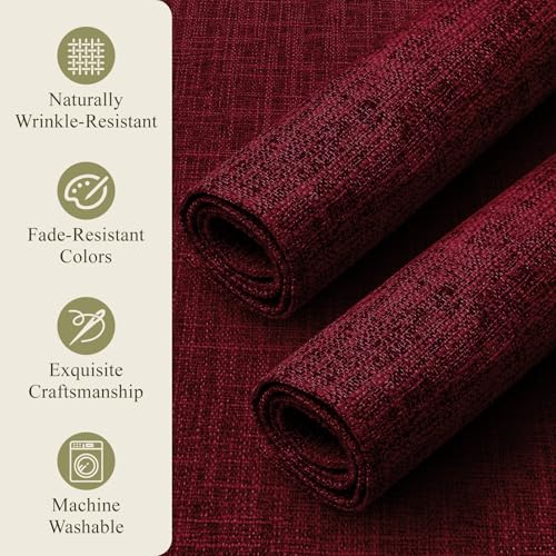 KXN Placemats Set of 4, Durable Dual-Layer Fabric Table Mats, Red - color: Red
