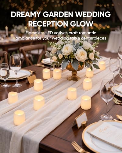 Homemory 50 Pack White Flameless Flickering LED Votive Tealights Candles - color: White (Warm White Llight), size: 50 Pack