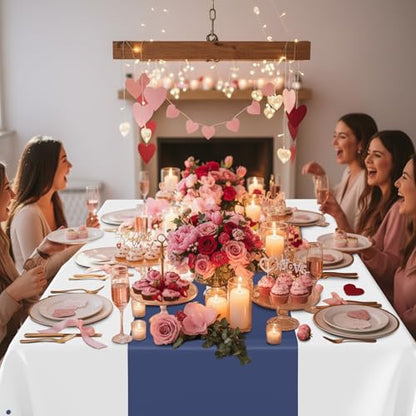 Smiry Disposable Rectangle Plastic 54 x 108 Inch Table Cloth 3 Pack - color: White and Navy