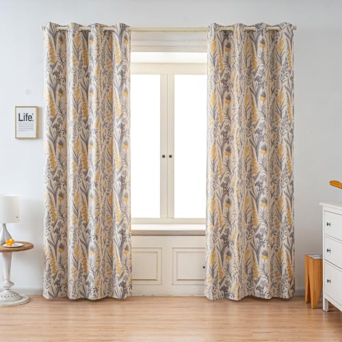 Vintage Botanical Floral Blackout Curtains 54 Inch Length - color: Vintage Botanical Floral, size: 52"W x 54"L (Pack of 2)