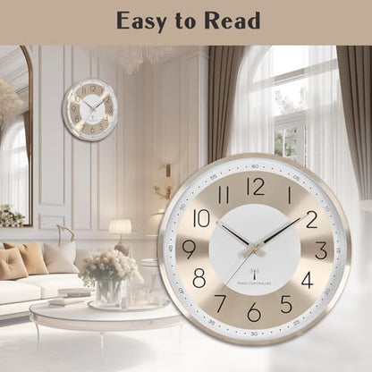 14 Inch Atomic Wall Clock, Radio Controlled Large Analog Clock