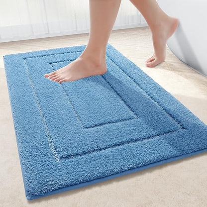 Buganda Microfiber Bathroom Rugs 30x20, Soft Shaggy Absorbent Bath Rugs - color: Blue, size: 30" X 20"