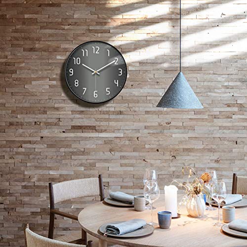 Silent Non-Ticking Analog Wall Clock, Gradient Black, 12'' - color: Gray, size: 12inch