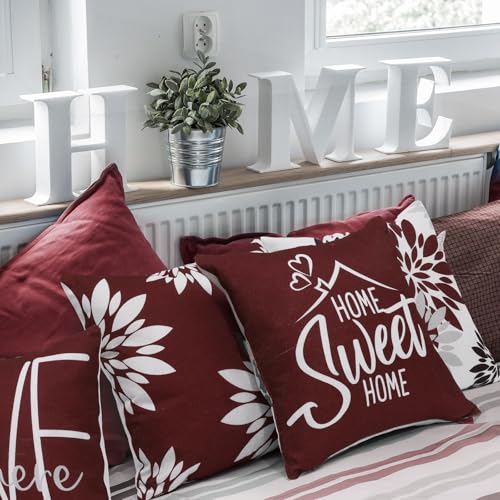 Flutesan 12 Pcs Pillow Covers 18x18 Geometric Linen for Couch, Red - color: Red