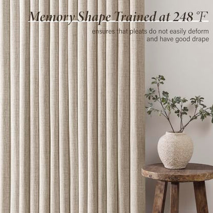 MIULEE Pinch Pleated Linen Curtains 40x90 Inch Burlywood Birch 4 Panels Set - color: Burlywood Birch, size: 40"W x 90"L (Pack of 4)