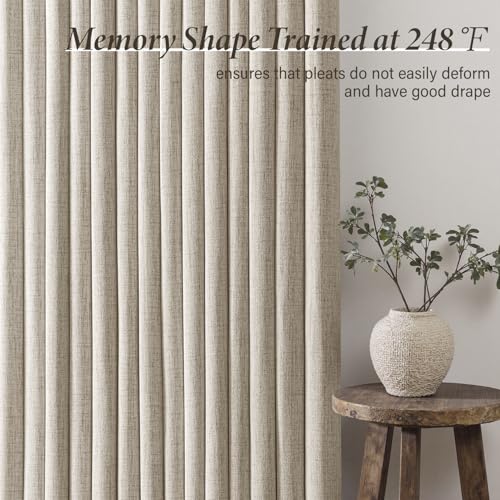 MIULEE Pinch Pleated Linen Curtains 40x84 Inch Burlywood Birch 4 Panels Set - color: Burlywood Birch, size: 40"W x 84"L (Pack of 4)