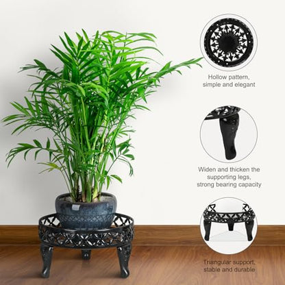 Round Plant Stand Indoor Outdoor, 2 Pack Metal Flower Pot Stand