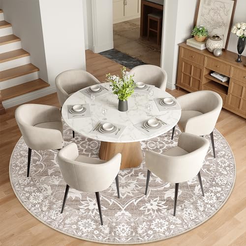 Soalmost Washable Round Rug 8ft for Living Room,Soft Circle Rug Light Brown - color: Light Brown, size: 8' (Round)