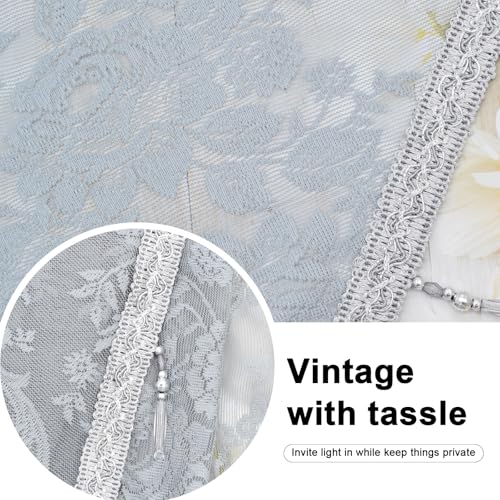 Molaxhome Grey Lace Window Valance Curtains Swag Victorian Gothic Style - color: Grey, size: 98.4"W x 41.3"L (Pack of 1)
