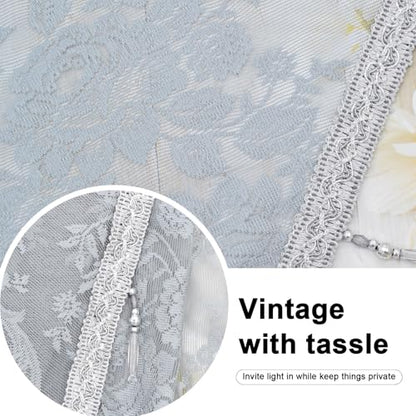 Molaxhome Grey Lace Window Valance Curtains Swag Victorian Gothic Style - color: Grey, size: 98.4"W x 41.3"L (Pack of 1)