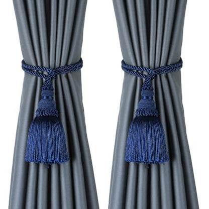 2 Pack Curtain Tie Backs Rope Tassels for Curtain Holdback - color: Navy, size: 2p