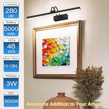 Wireless Wall Picture Light Rechargeable, 16", Black - color: Painted Black, size: 16 inches