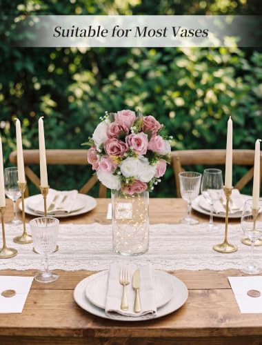BLOSMON Dusty Pink Flower Centerpieces for Wedding: 10 Pcs, Faux Roses - color: Dusty Rose-3 Colors