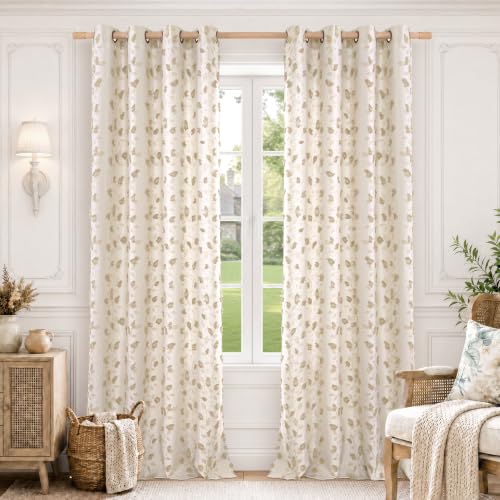 BGment Jacquard Linen Curtains for Living Room 96 inches Long - 2 Panels - color: Beige, size: 52"W x 96"L (Pack of 2)