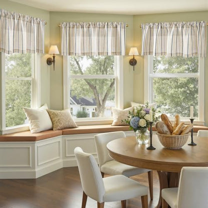 jinchan Linen Boxter Stripe Valances for Window 16 inch,Muti Blue,1 Panel - color: Boxter Stripe | Multi Blue on Linen, size: 50"W x 16"L (Pack of 1)