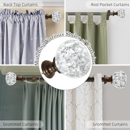 Brown Double Curtain Rod 48-84 Inch Heavy Duty Foil Resin Finial - color: Brown, size: 48-84"
