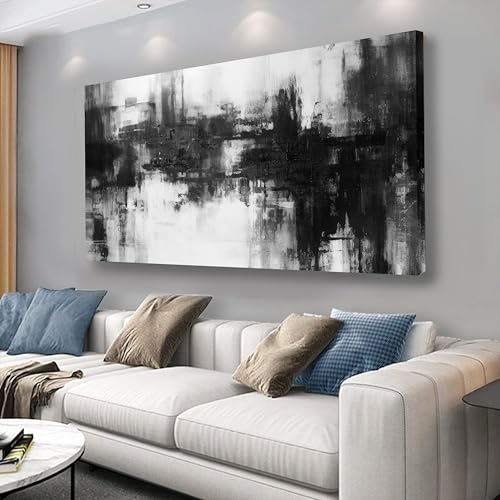 VHMING Black Abstract Wall Art Decor Black and White Painting Pop Culture Wall art Rock Room Decor Art Canvas Wall Decoration Artwork for Bedroom Home Office Dining Room Decoration 29"x58" - color: Black, size: 58"L x 29"W