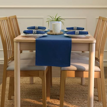 Encasa XO Table Runner, Cotton Canvas Dining Runner 13"x59" - color: Cobalt, size: 13x59 in