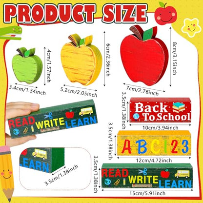 Geelin 4 Pcs Back to School Wooden Table Decor Apple Tiered Tray Decor - style: Apple