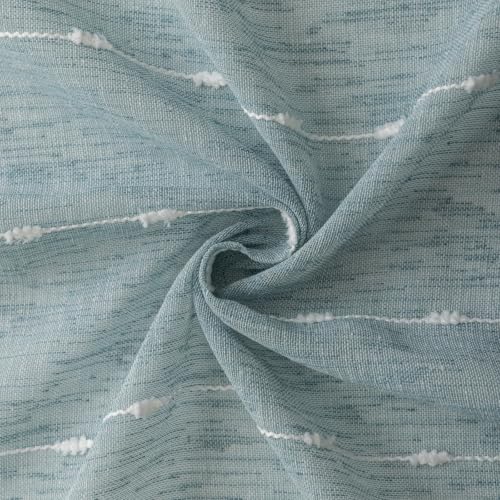 Blue Sheer Curtains 63 Inches Boho Striped Faux Linen 2 Panels - color: Blue, size: 52"W x 63"L (Pack of 2)