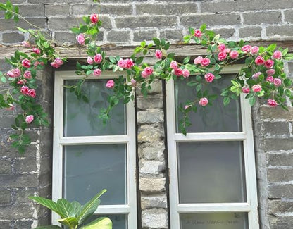 2X 6FT Fake Rose Garland, Flower Garland,Artificial Flower wild Rose Vine - color: Pink, size: 2