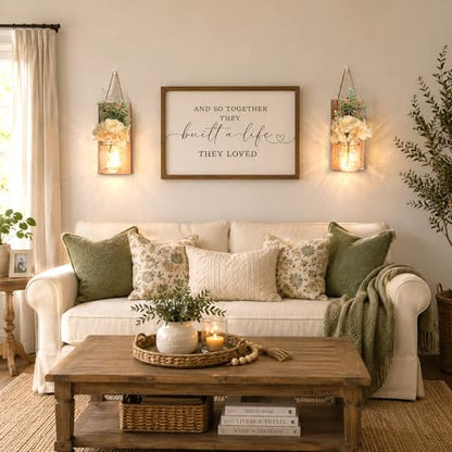 Rustic Wall Sconces Set of 2, Brown - color: 11.8"H Brown + Rose