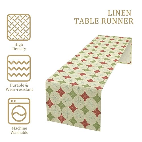 Christmas Table Runner, Retro Mid Century Abstract Geometric Stars Pattern Boho 1960s Atomic Modern Print Table Runner for Holiday Home Picnic Party Wedding Buffet Parties Camping 13x36 Inch - color: Mid Century-3, size: W13"x L36"
