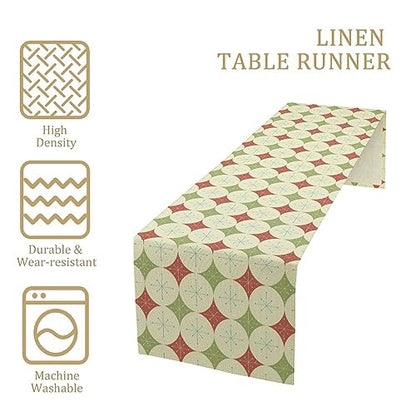 Christmas Table Runner, Retro Mid Century Abstract Geometric Stars Pattern Boho 1960s Atomic Modern Print Table Runner for Holiday Home Picnic Party Wedding Buffet Parties Camping 13x36 Inch - color: Mid Century-3, size: W13"x L36"
