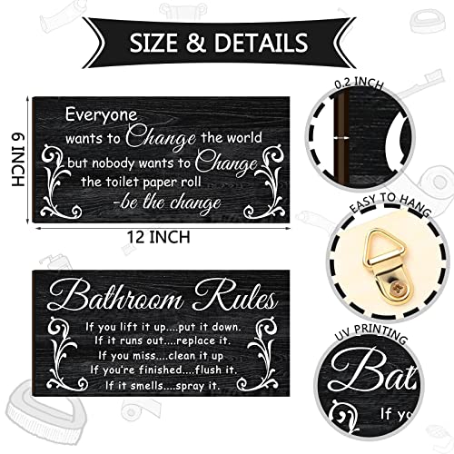 Jetec 2 Pcs Funny Bathroom Decor Black and White Bathroom Wall Decor - style: Dark Style