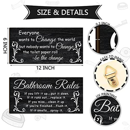 Jetec 2 Pcs Funny Bathroom Decor Black and White Bathroom Wall Decor - style: Dark Style