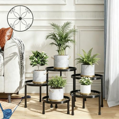Simple Trending Plant Stand Indoor Outdoor, 5 Pack Metal Plant Shelf
