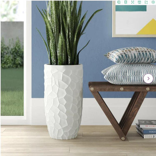 LuxenHome 22" H Concrete Tall Planter with Drainage Hole and Rubber Plug - color: White 22"
