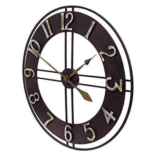 Growsun 24'' Large Wall Clock Pure Metal Retro Heavy Duty Large Decor for Home Living Room Farmhouse - size: 24 inch