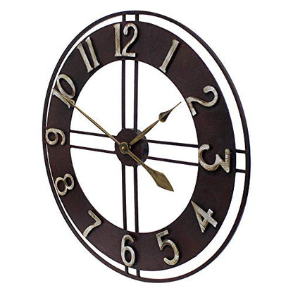 Growsun 24'' Large Wall Clock Pure Metal Retro Heavy Duty Large Decor for Home Living Room Farmhouse - size: 24 inch