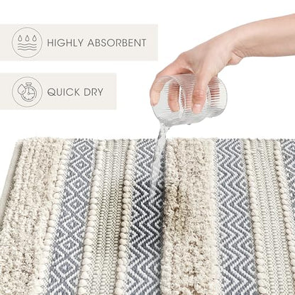 INK+IVY Asher Non-Slip Bath Rug Absorbent Quick Dry Striped, 20 x 32, Grey - color: Grey, size: 1'8" x 2'8" (Rectangular)