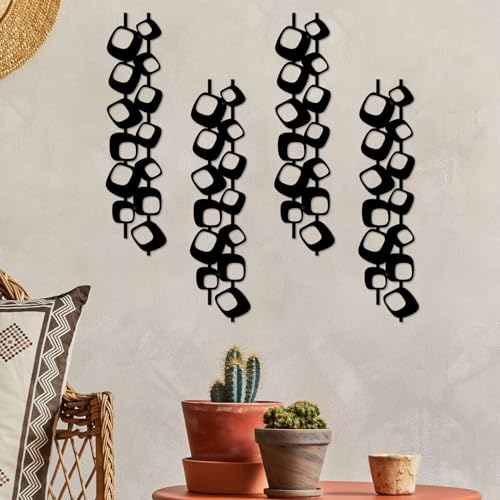 ruelen Mid Century Abstract Metal Wall Art Sculpture Set of 4(15.7x3.9in) - color: Block 4