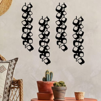 ruelen Mid Century Abstract Metal Wall Art Sculpture Set of 4(15.7x3.9in) - color: Block 4