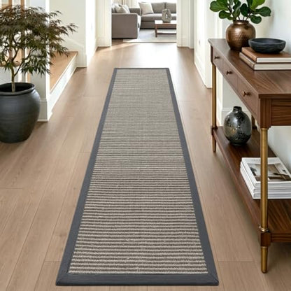 DEXI Jute Runner Rug 2'4''x10', Rug Runners for Hallways, Natural/Grey - color: Natural/Grey, size: 2'4" x 10' (Runner)
