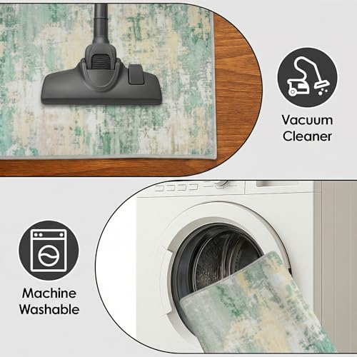 Kitchen Rugs Sets of 3 Non Slip Washable Mats for Floor, Green - color: Green