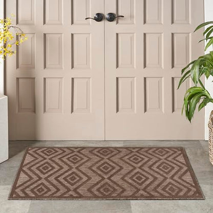 Nourison Home Versatile Brown 2' x 4' Area Rug - Easy Clean, Non Shedding, Bed Room, Living Room, Dining Room, Kitchen (2' x 4') - color: Brown, size: 2' x 4' (Rectangular)