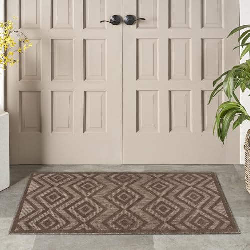 Nourison Home Versatile Brown 2' x 4' Area Rug - Easy Clean, Non Shedding, Bed Room, Living Room, Dining Room, Kitchen (2' x 4') - color: Brown, size: 2' x 4' (Rectangular)