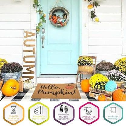 Hello-Pumpkin-Welcome-Doormats-Non-Slip-Fall-Harvest-Festival-Front-Mat - color: Hello Pumpkin
