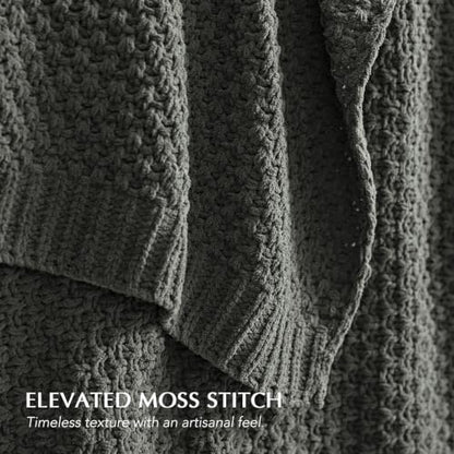 EVERGRACEHOME Chunky Chenille Knit Throw Blanket, 108x92, Charcoal Gray - color: Charcoal Gray, size: 108" X 92"
