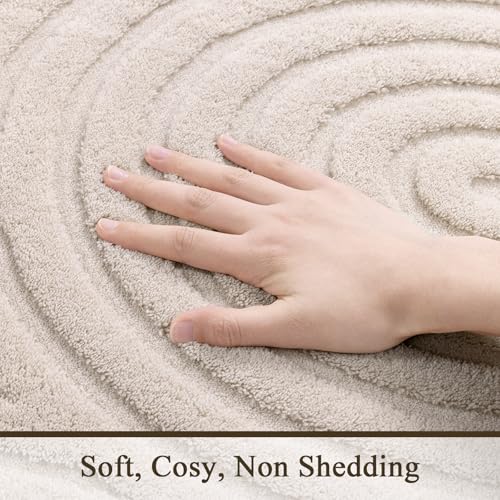 SHACOS Soft Cozy Fluffy Arch Pattern High-Low Pile Runner Rugs 2x10 Beige - color: Beige, size: 2'x10'