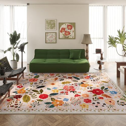Rugcomf Area Rug 9x12 Washable, Beige - color: Beige, size: 9' x 12' (Rectangular)