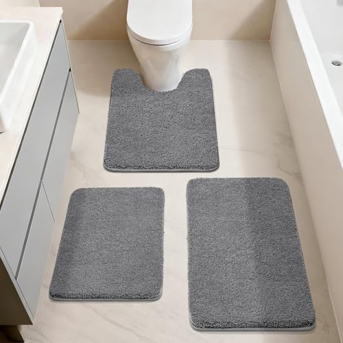 COSYHOMEER Extra Thick Bath Rug for Bathroom NonSlip BathMat 16x24Dark Grey - color: Dark Grey, size: 1'4" X 2' (Rectangular)