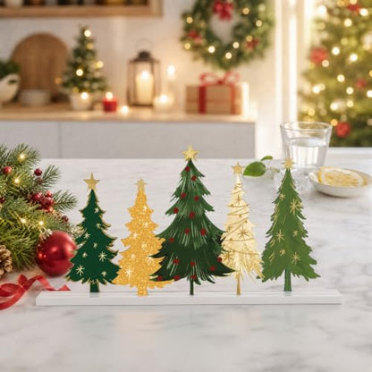 Smile Table Decor, Standing Centerpieces, 5Pcs Christmas Trees - style: Retro Trees